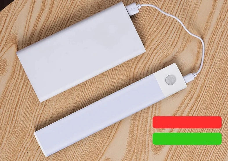 Iluminação Noturna com Sensor de Movimento - Sem Fio e Recarregável via USB para Armários de Cozinha, Guarda-roupas e Mais