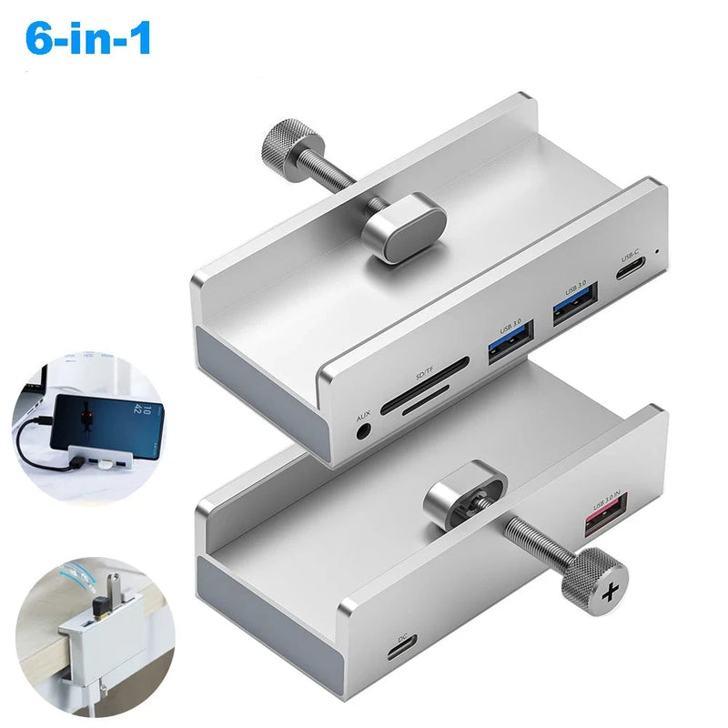 Hub USB 3.0 de Liga de Alumínio com 6 Portas e Slot para Cartão TF - Perfeito para Conectar Dispositivos Múltiplos ao seu Laptop ou Desktop