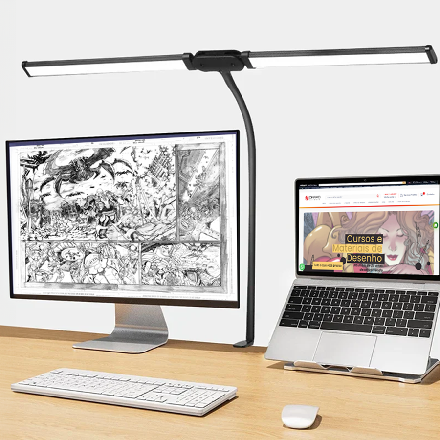 Luminária de Mesa LED Artística – Cabeça Dupla – Dínamo Estúdio