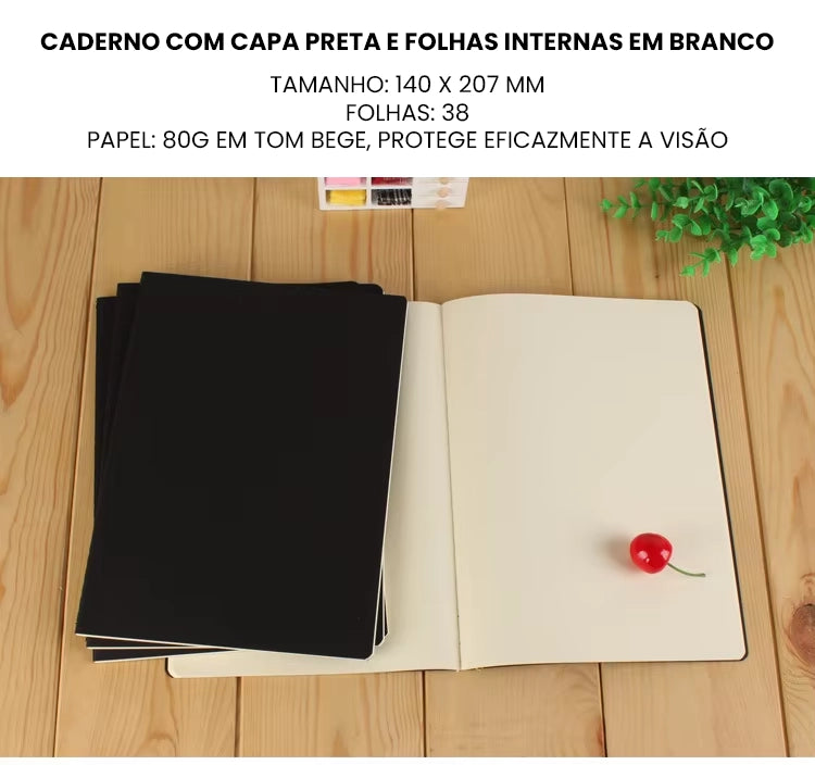 Caderno A5 com 76 Páginas em Branco - Ideal para Desenho e Escrita Criativa