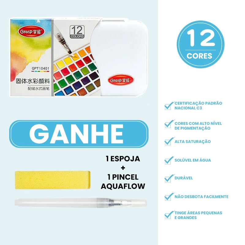 Conjunto de Aquarela com 12/24/36/48 Cores - Perfeito para Artistas e Entusiastas