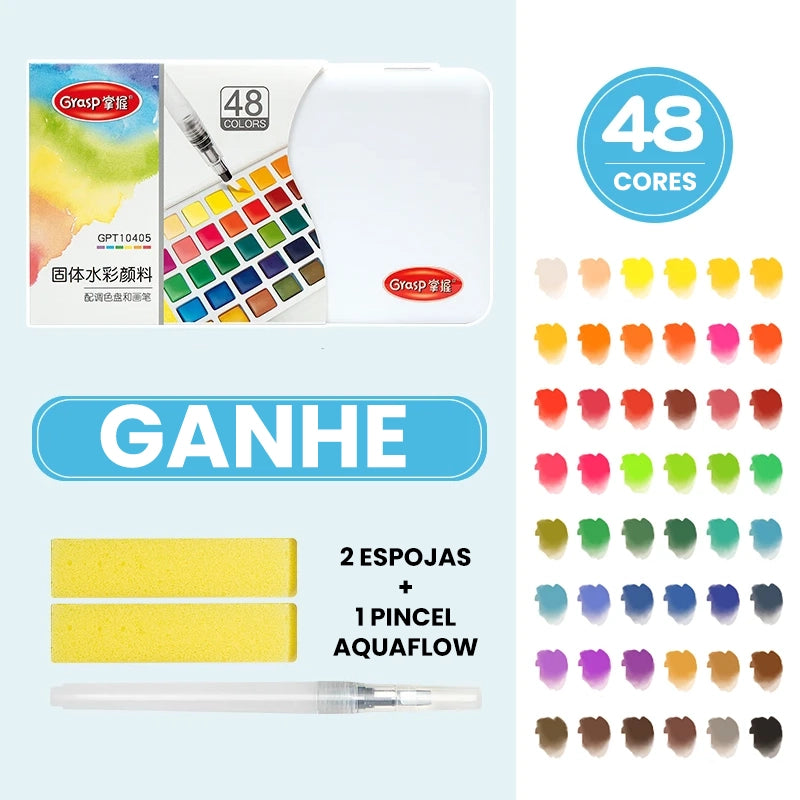 Conjunto de Aquarela com 12/24/36/48 Cores - Perfeito para Artistas e Entusiastas