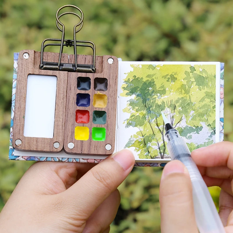 Aquarela Schmincke Portátil com Caixa de Madeira ou Acrílico - 8 Cores