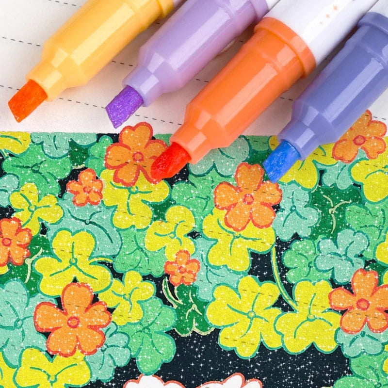 Conjunto de 4 Canetas Marcadores Aesthetic Star Glitter