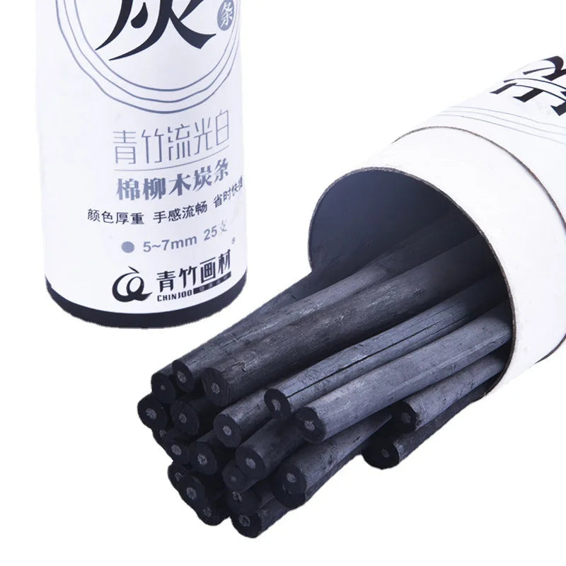 Conjunto de 25 Bastões de Carvão de Videira e Salgueiro – Ideal para Artistas