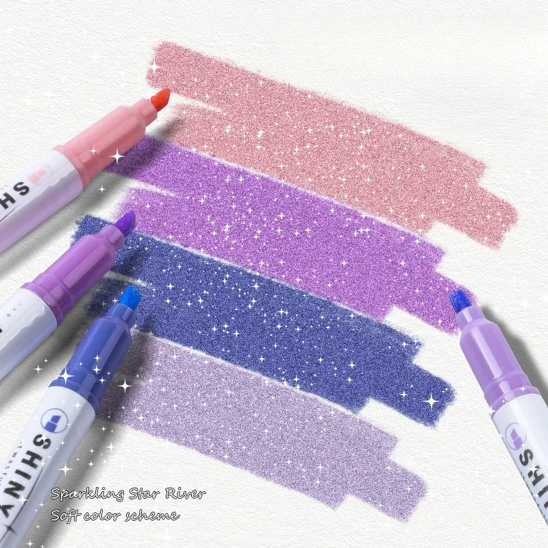 Conjunto de 4 Canetas Marcadores Aesthetic Star Glitter