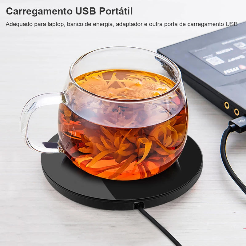 Aquecedor de Caneca USB - Desfrute de Bebidas Quentes Sempre à Mão