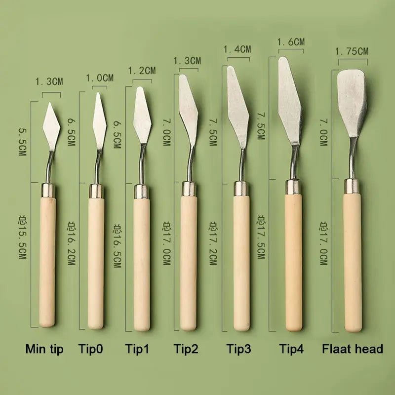 Conjunto de 7 Espátulas de Aço Inoxidável para Pintura a Óleo - Ferramentas Profissionais para Artistas