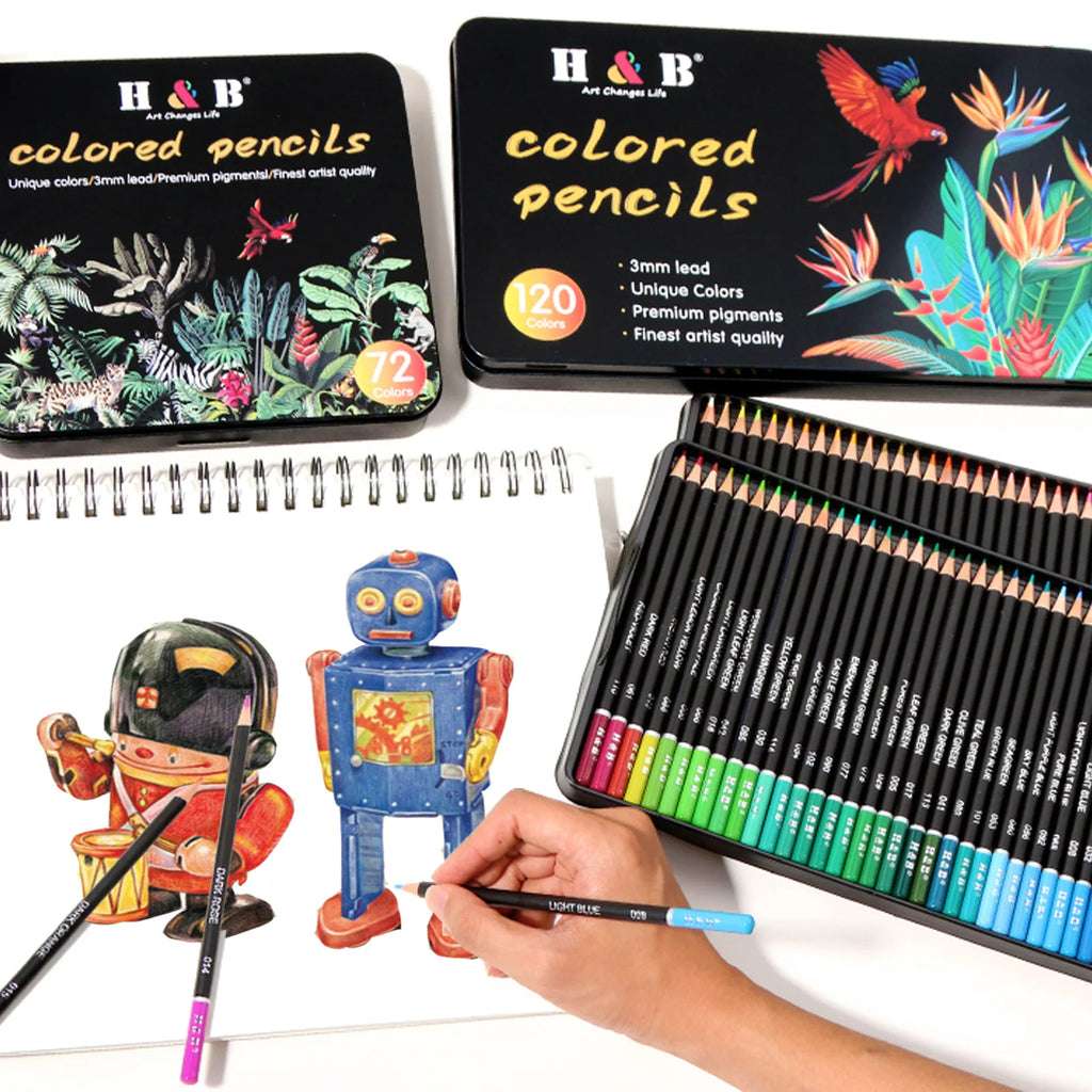 Conjunto de Lápis de Cor H&B - Perfeito para Desenho, Sombreamento e Mistura de Cores