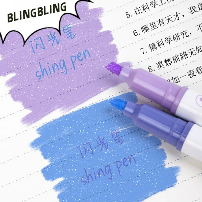 Conjunto de 4 Canetas Marcadores Aesthetic Star Glitter