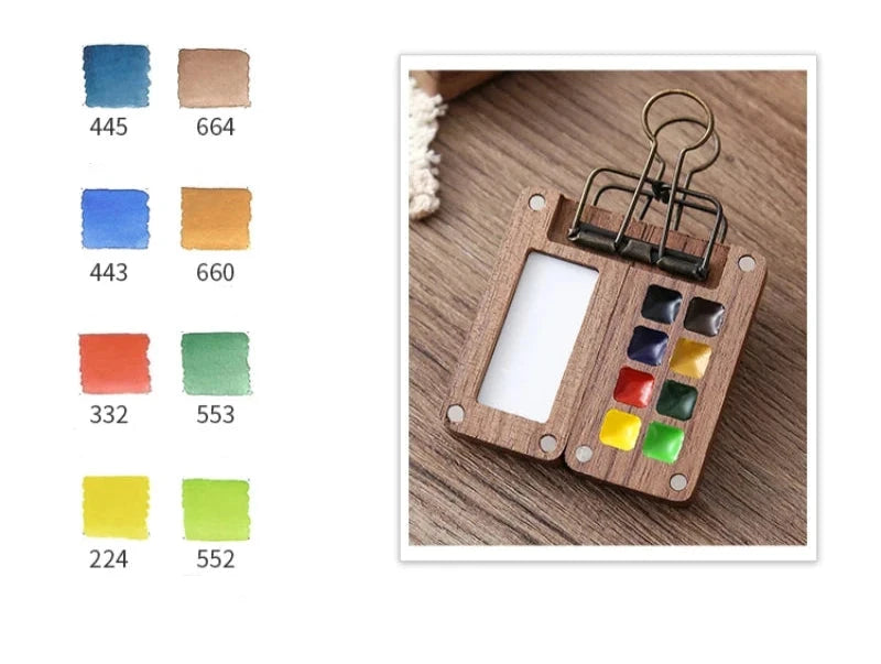 Aquarela Schmincke Portátil com Caixa de Madeira ou Acrílico - 8 Cores