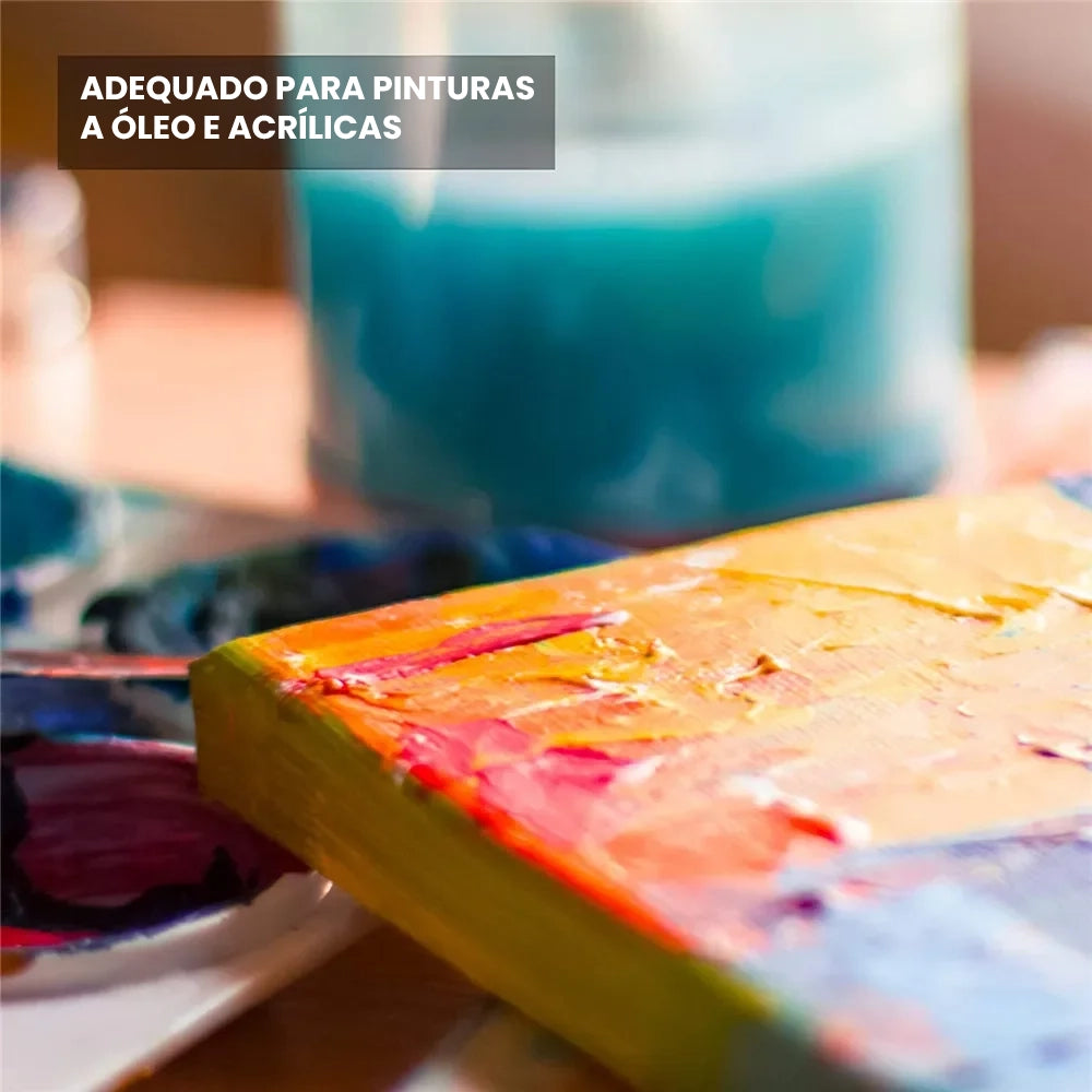 Pack de 4 Telas Artísticas Brancas com Moldura de Madeira