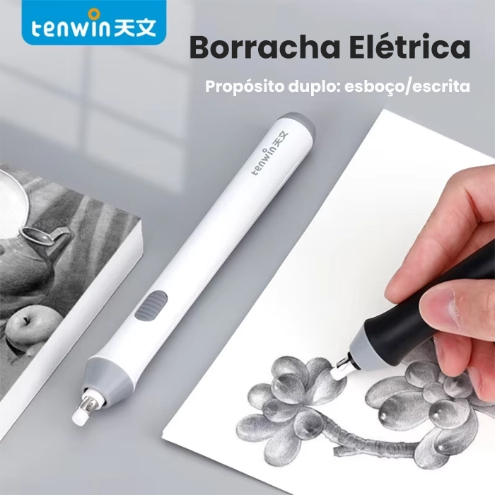 Apagador Elétrico com Borracha Substituível - Limpeza Precisa e Sem Esforço