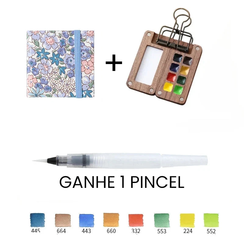 Aquarela Schmincke Portátil com Caixa de Madeira ou Acrílico - 8 Cores