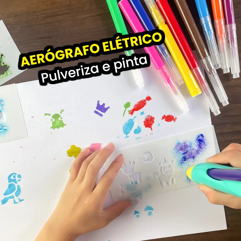 Caneta de Spray Elétrica para Aquarela - Conjunto Criativo de 12 Cores Laváveis