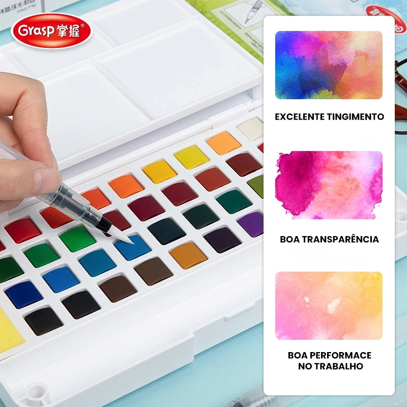 Conjunto de Aquarela com 12/24/36/48 Cores - Para Artistas e Entusiastas