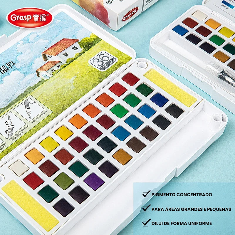 Conjunto de Aquarela com 12/24/36/48 Cores - Para Artistas e Entusiastas