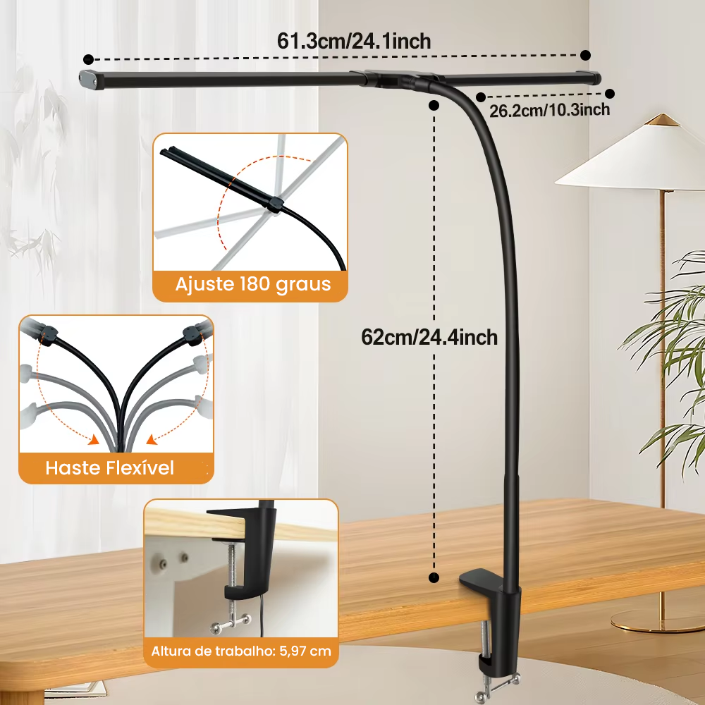Luminária de Mesa LED Artística – Cabeça Dupla