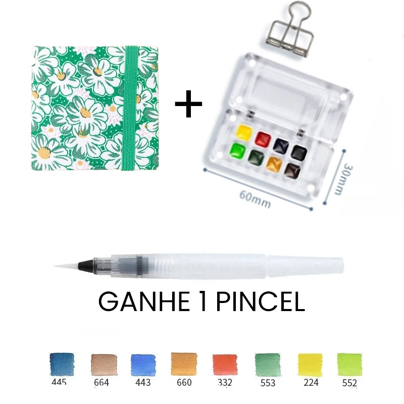 Aquarela Schmincke Portátil com Caixa de Madeira ou Acrílico - 8 Cores