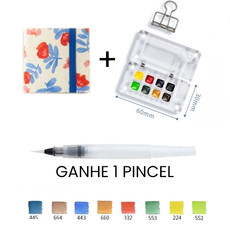 Aquarela Schmincke Portátil com Caixa de Madeira ou Acrílico - 8 Cores