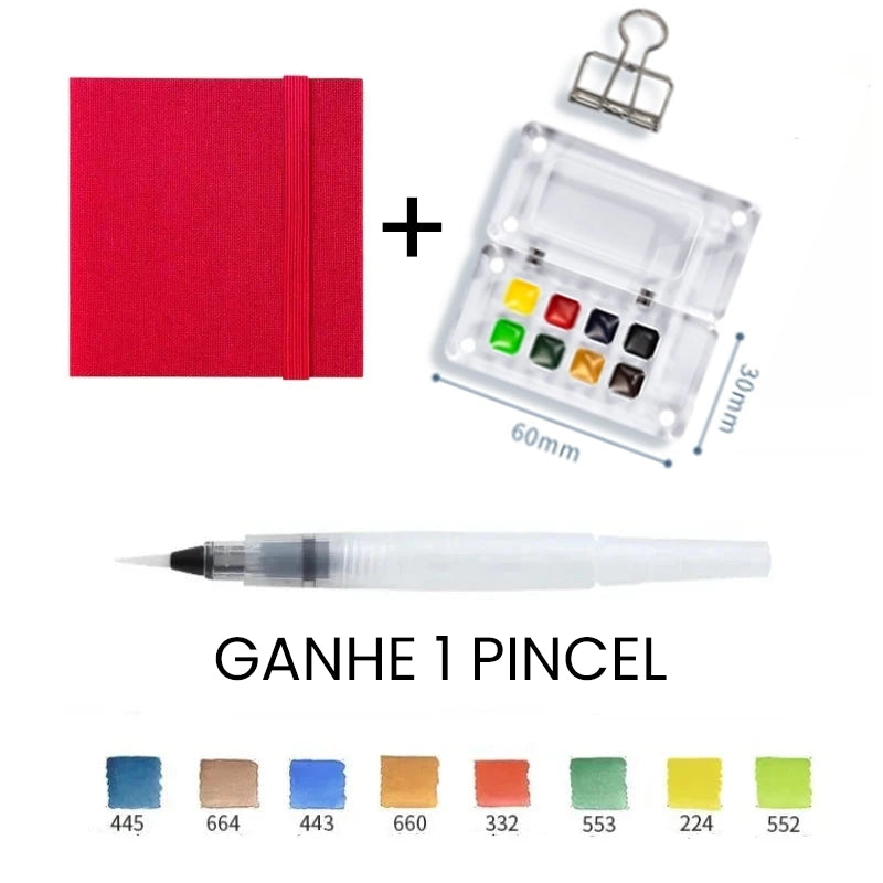 Aquarela Schmincke Portátil com Caixa de Madeira ou Acrílico - 8 Cores