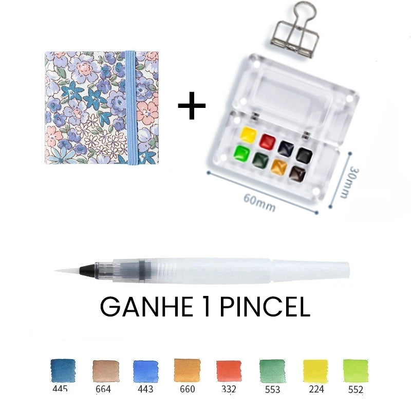 Aquarela Schmincke Portátil com Caixa de Madeira ou Acrílico - 8 Cores