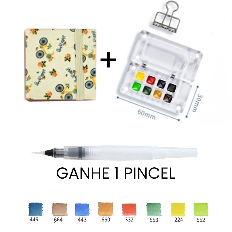 Aquarela Schmincke Portátil com Caixa de Madeira ou Acrílico - 8 Cores